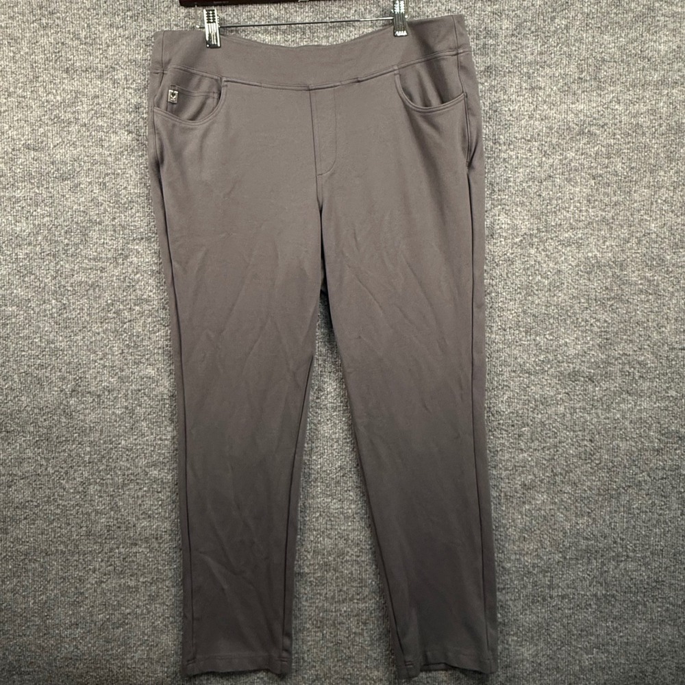 Belle by Kim Gravel 18W Pant Gray Pull On Ponte Knit Straight Leg Stretch Career